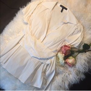 BCBGMAXAZRIA tie back off white blouse, XXS